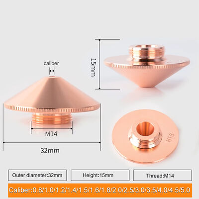 کیفیت  D32 H15 Laser Cutting Nozzle 2.0mm for Precision Cutting and Long Service Life کارخانه